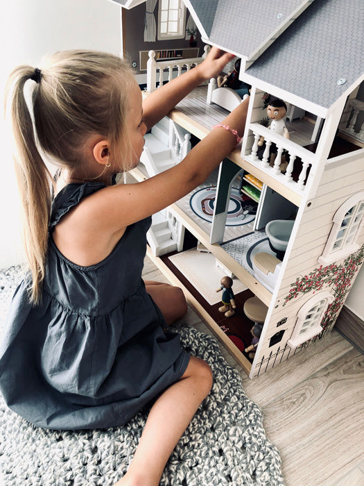 Biegepuppen-Familie aus Holz – 6er-Set für Puppenhäuser